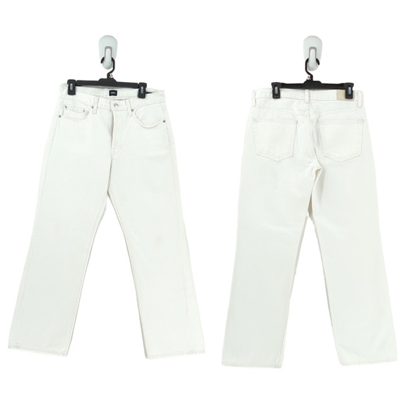 Edwin Women 28 Kali Ankle Jeans Eggshell White Vintage Straight Button Fly NEW - Picture 1 of 12